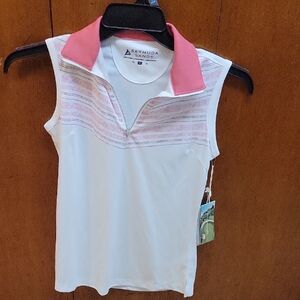 Bermuda Sands Women's Pink and White Tank Top